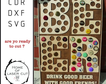 Beer Cap Collector Wall Art (CDR, SVG, DXF)