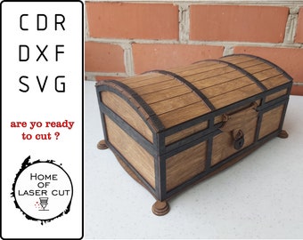 Pirate Treasure Box Wood Design (CDR DXF SVG File)