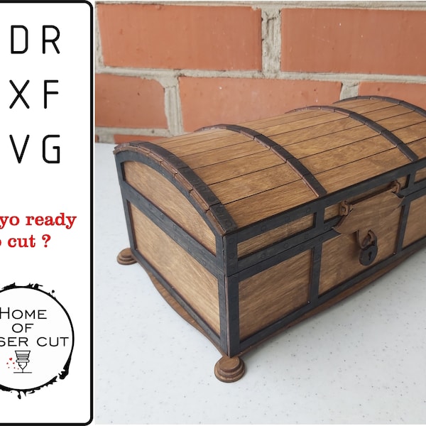 Treasure-box CDR DXF SVG Wood design, pirate box, jewelry box, gift box 3mm file
