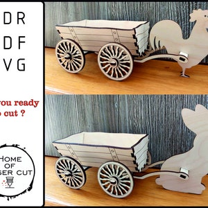 イースターエッグカート キャンディカート プロジェクト、レーザーカット、SVG、DXF、PDF、CDR ファイル、合板または MDF 3 mm