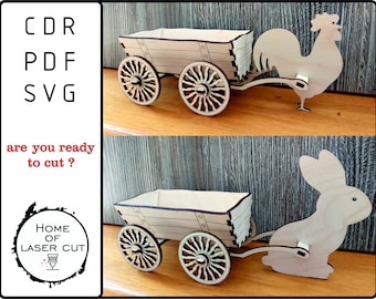 Proyecto de corte láser para carrito de dulces de Pascua: archivos SVG, DXF y PDF