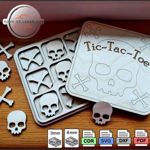Halloween tic tac toe laser cut file , svg, cdr, dxf, pdf, Kids - Glowforge Files, Board game, Educational toys.