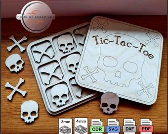 Halloween tic tac toe laser cut file , svg, cdr, dxf, pdf, Kids - Glowforge Files, Board game, Educational toys.