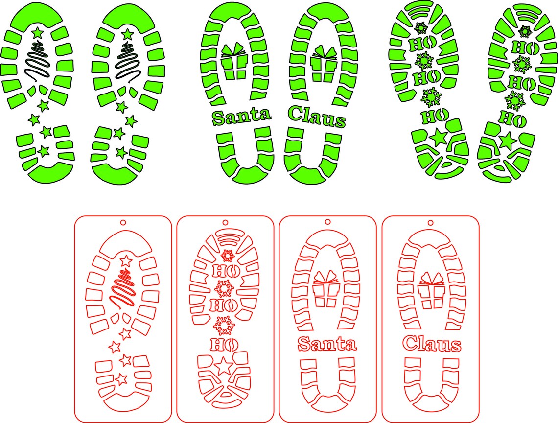 Santa Footprint Svg Dxf Cdr Christmas Footsteps Elf Shoes | Etsy