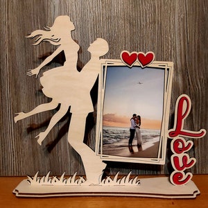 Amor, marco de fotos digital, marco de fotos de San Valentín en formato dxf, svg, cdr, pdf, regalo de aniversario, material de 3 mm y 4 mm
