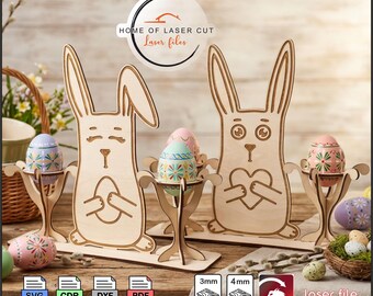 Decoración de mesa de Pascua, archivo listo para láser, SVG, DXF, CDR, PDF, para materiales de 3 mm y 4 mm.