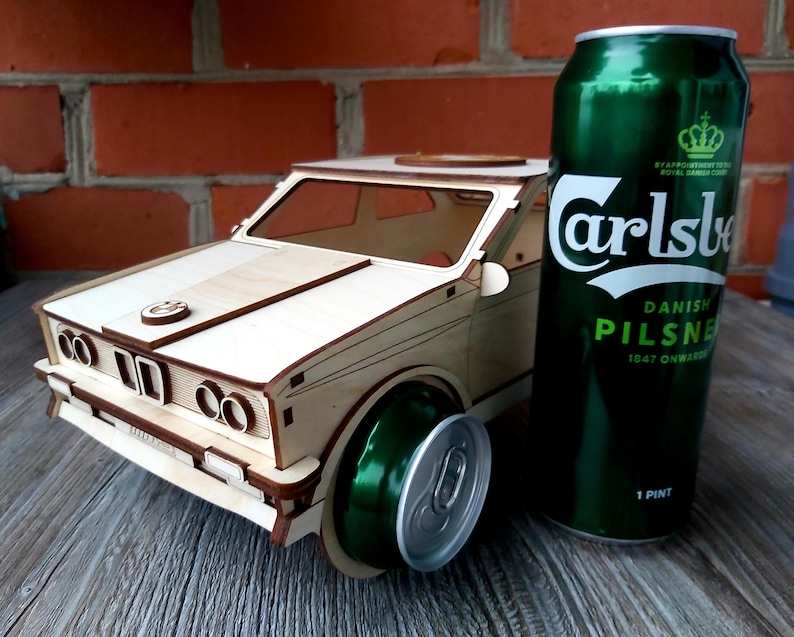 Porte-bière, puzzle 3D BMW, modèle réduit de voiture, fichier laser (svg, dxf, cdr, pdf) pour matériaux de 3 mm image 14