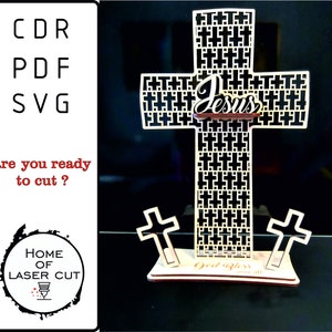 Religiöses Kreuz - Jesus Kreuz - svg-cdr-dxf-pdf- Laserschnittdatei.