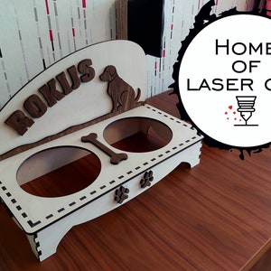 Piatto per cani, porta ciotola per cani, porta ciotola per cani con file laser, svg, cdr, dxf.