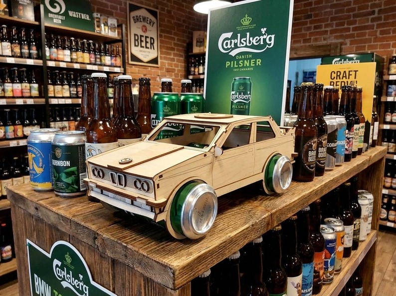 Porte-bière, puzzle 3D BMW, modèle réduit de voiture, fichier laser (svg, dxf, cdr, pdf) pour matériaux de 3 mm image 11