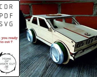 BMW 3d puzzle, 3d car model laser file, beer holder, 3mm laser file. svg, dxf, cdr, pdf.