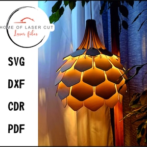 Lampade di design, lampada a sospensione in legno scandinavo cono di pino, lampada a sospensione, file da 3 mm e 4 mm, svg dxf cdr pdf,