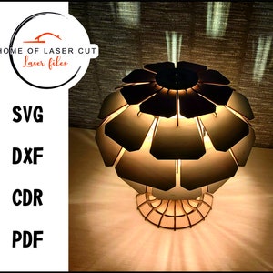Lámpara de escritorio, lámpara de noche para dormitorio, archivo de 3 mm, svg dxf cdr pdf,