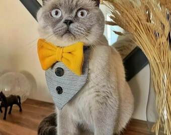 Cat Tuxedo Bow Tie, Pet Neckwear, Formal Cat Clothing