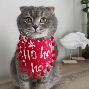 Christmas scarf for cats, Ho ho ho bandana, Costume for cats, Cat bandana collar, Cat scarf,  Pet neckwear, Gift for cats