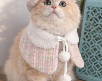 Pet Beret and Cape Set: Adjustable Cat & Small Dog Costume