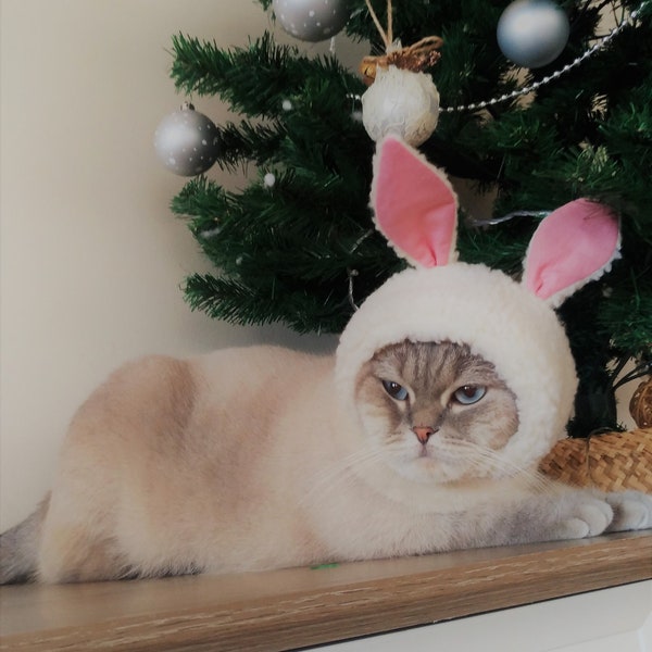 Easter bunny cat costume, Rabbit hat for cats, Pet costume, Cat Hat, Cat clothing, Pet hat costume,  Gift for cats, Pet accessories