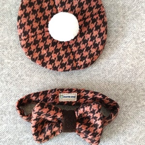 Cat clothing, Costume for cat, Cat outfit, Beret hat and bowtie set, Cat accessories, Cat bow tie, Hat for cat, Bonnet for pets