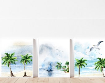 Summer prints set of 3 Summer printable art Summer art work Summer art print Summer prints download Summer printable wall art