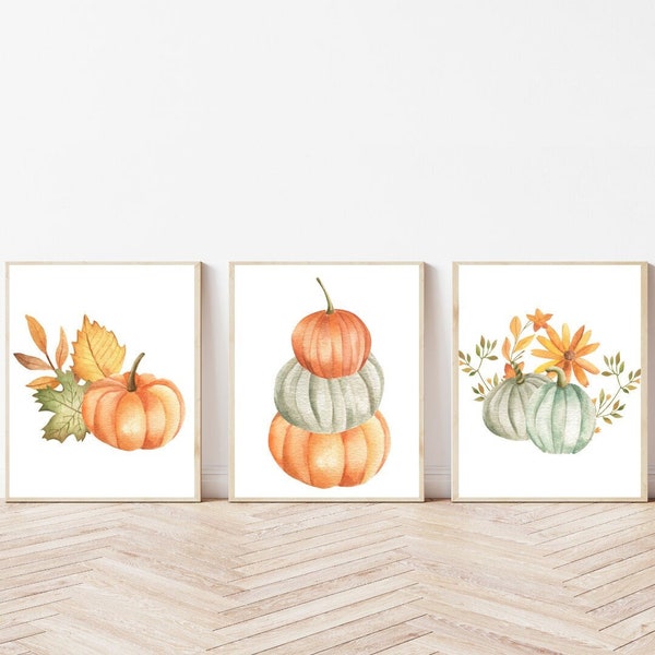 Set of 3 fall printables wall art Fall decor printables Fall prints Autumn decor Thanksgiving Fall home decor Watercolor autumn decoration