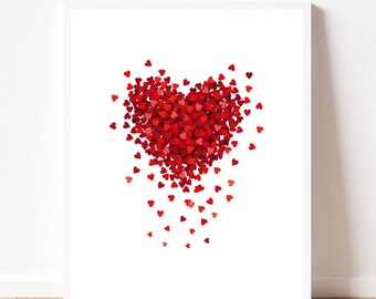 Valentine/'s Day Gift Love Print Valentine/'s Day Printable Hearts Print Pink Art Valentine Download Red Art Be My Valentine