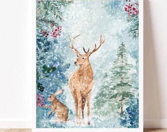 Christmas printable art Christmas print digital Winter print Holiday decor Christmas home decor Winter print download Christmas art print
