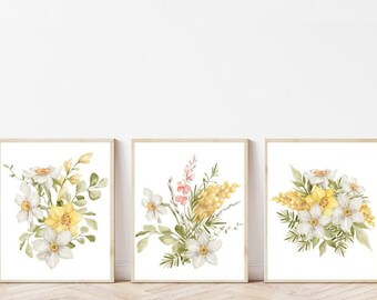 Spring prints set of 3 Spring printable art download  Farmhouse home decor Spring wall art Spring art prints Spring floral art Flower prints