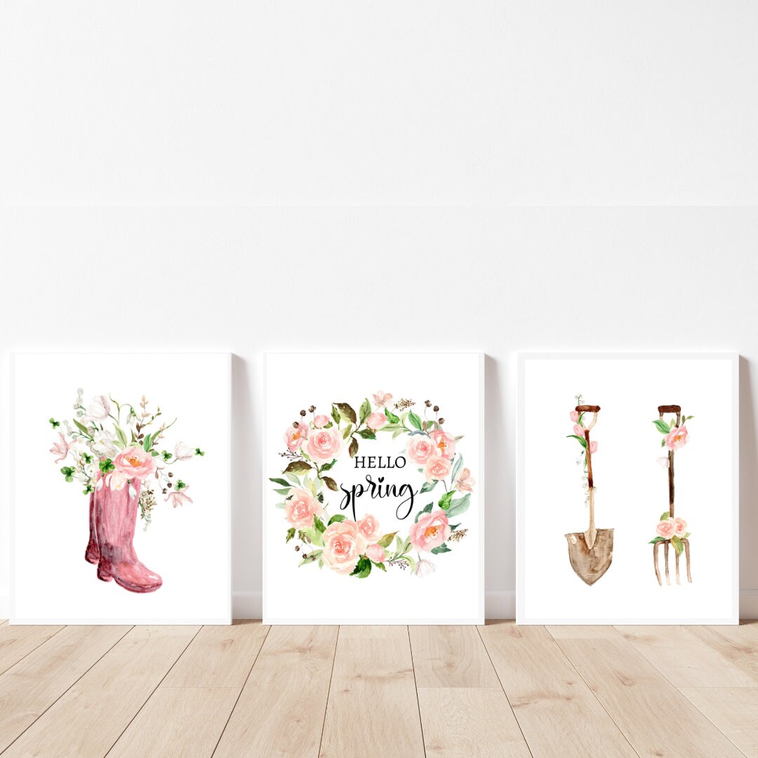 Spring Prints Set of 3 Spring Printable Wall Art Spring Farmhouse Decor