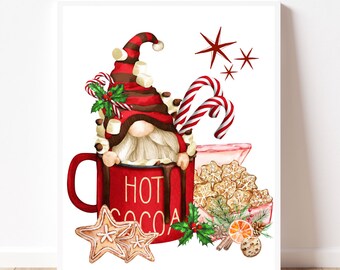 Christmas gnome sublimation design Christmas gnome png file Hot cocoa gnome png graphics Waterslide images Tumbler graphics Sublimate gnome