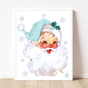 Blue Santa sublimation design Blue Santa png Blue Retro Santa png Santa clipart Christmas clip art Vintage Santa Claus sublimation design