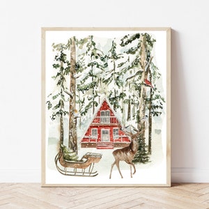 Winter prints download Winter wall art print Rustic holiday decor Vintage Winter decor Home decor gift idea