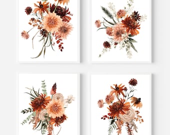 Fall wildflowers print Fall printable wall art Watercolor fall flowers Autumn bouquet print Fall decor Fall painting Autumn flowers print