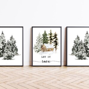 Winter trees print Winter Wonderland print Winter printable wall art Winter prints Vintage winter decor Snowy wall art Winter forest print