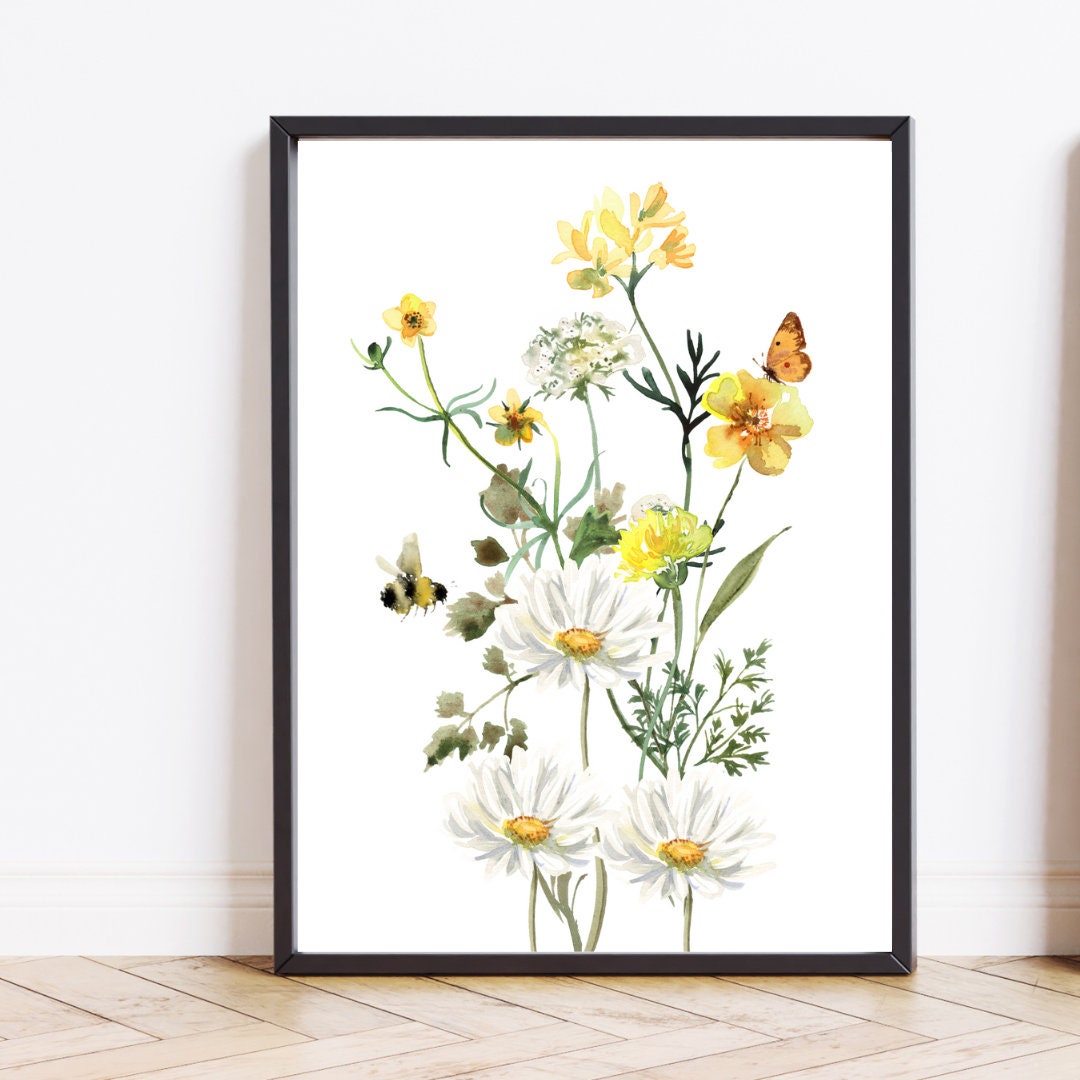 Spring Prints For Spring Spring Printable Wall Art Spring Print Watercolor Wildflower Prints ...
