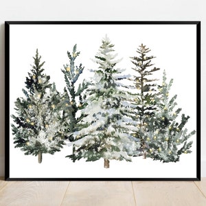 Christmas print Winter print Christmas trees print Winter art prints Christmas printable wall art download Winter wall art Winter decor sign