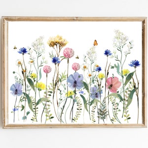 Watercolor wildflower print Wildflower printable wall art Spring home decor instant download Farmhouse decor Flower printable wall art sign