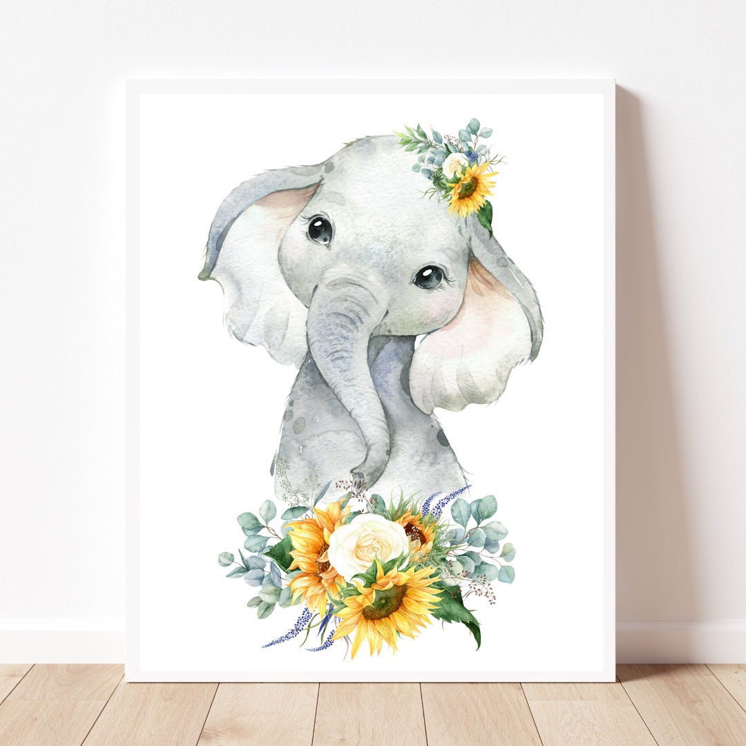 Elephant Wall Art Printable Baby Elephant Nursery Print Elephant ...