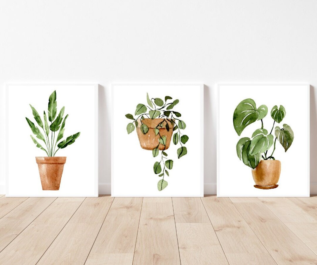 Watercolor Botanical Print Set Plant Prints Modern Wall Decor Modern ...