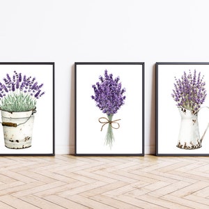 Lavender Prints Set of 3 Printable Wall Art Download Farmhouse Home ...