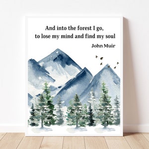 John Muir quote wall art Nature lover gift Home decor gift idea Watercolor printable wall art John Muir print watercolor painting wilderness
