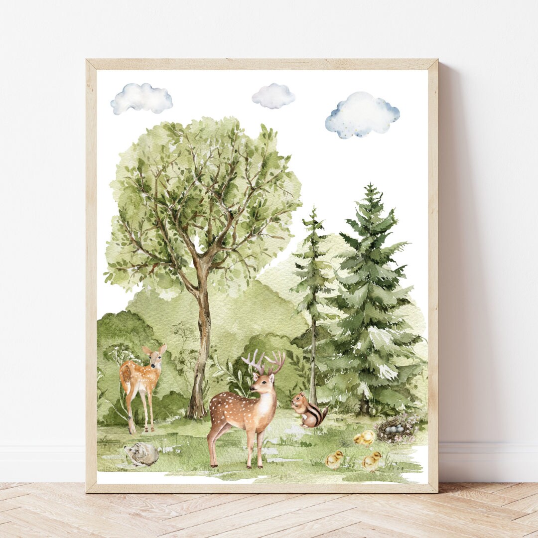 Woodland Nursery Decor Printable Wall Art Boys Room Decor Kids Room ...