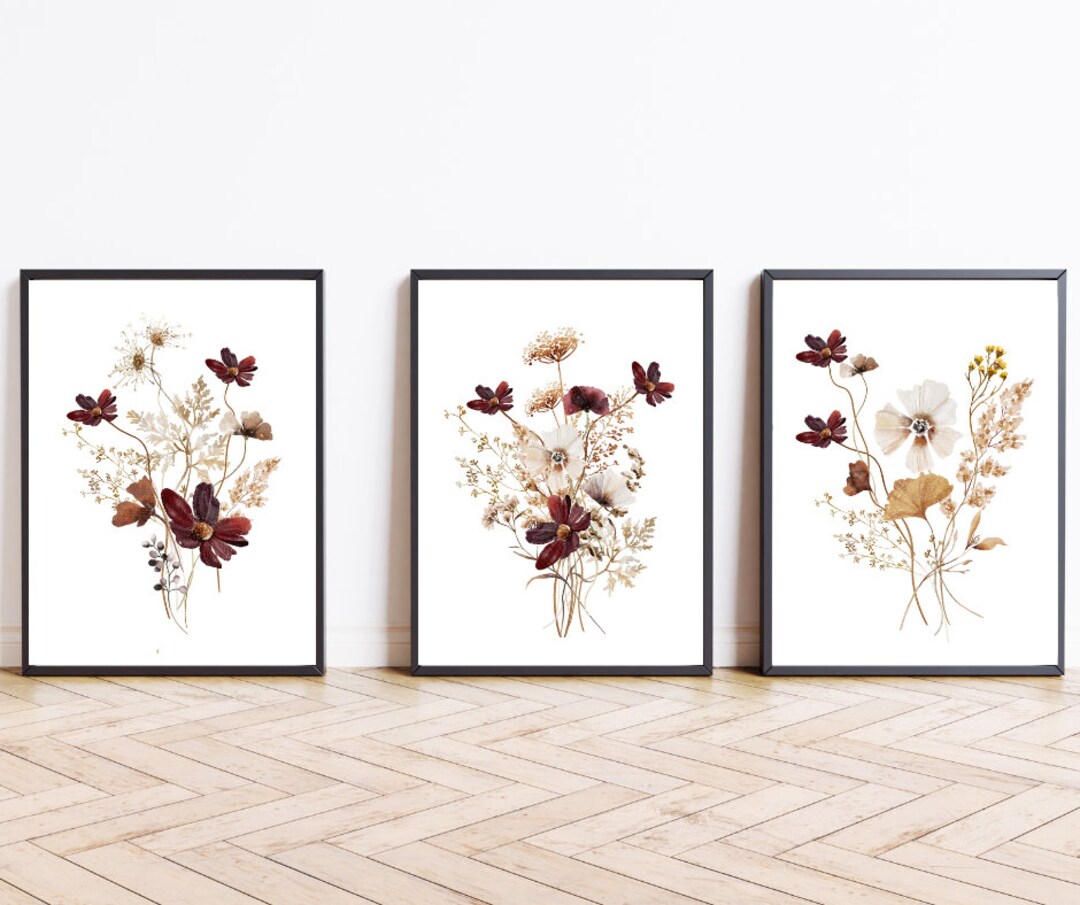 Wildflower Prints Set of 3 Watercolor Wildflower Printable Flower Art ...