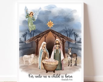 Christmas nativity print digital download Nativity print Jesus birth art Christmas printable art Nativity printable art Nativity scene sign