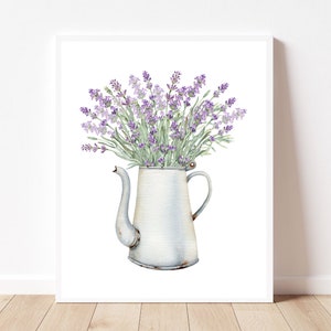 Lavender print Lavender art print Farmhouse decor Lavender printable Lavender print download wall art Modern minimalist flower print decor