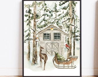 Winter prints download Christmas prints digital Winter printable Winter wall art print Holiday wall art Home decor gift idea Farmhouse decor