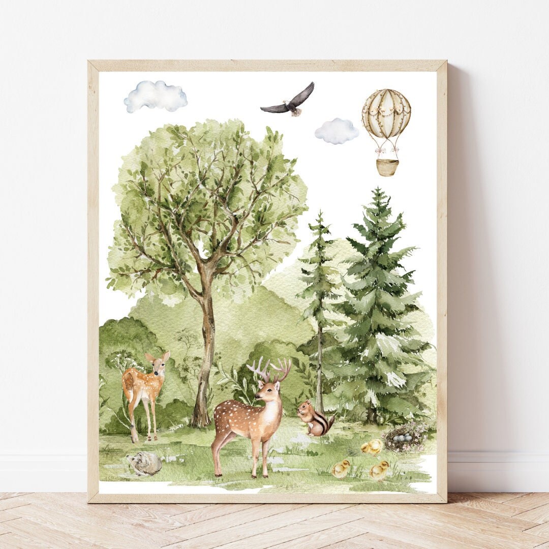 Woodland Nursery Print Nursery Printable Wall Art Woodland Nursery ...
