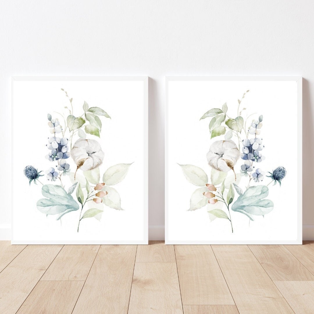 Wildflowers Prints Set of 2 Wildflower Printable Wall Art Watercolor ...