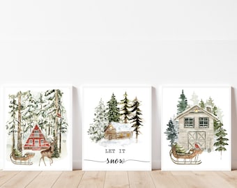 Winter Wonderland print Winter art print Winter prints decor Vintage winter decor Snowy wall art Holiday decor Winter forest printableposter
