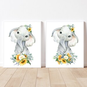 Elephant 2 sublimation desing png Elephant sunflower sublimation design Watercolor floral Birthday card image Mug sublimation Pillow graphic