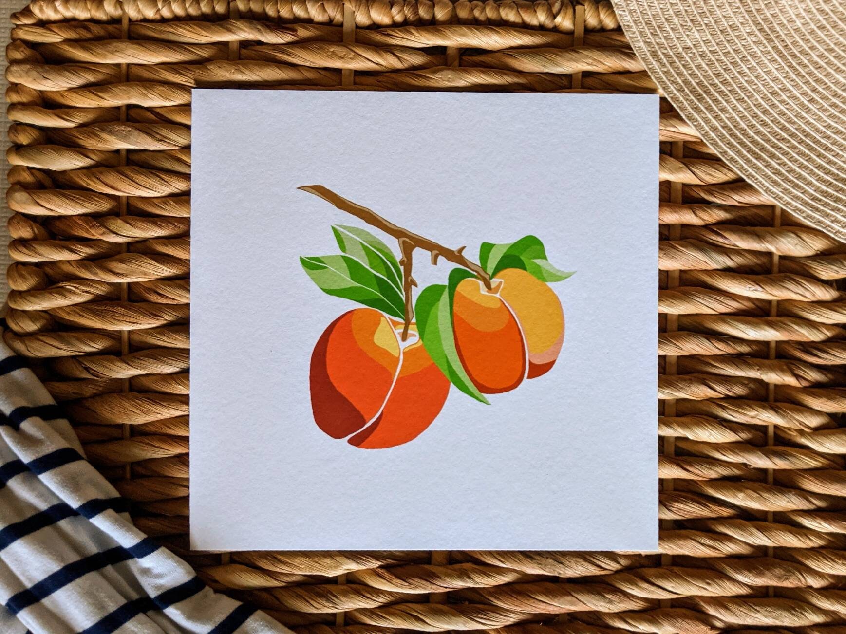 Peaches Art Print Archival Fine Art Print Seasonal Print Etsy